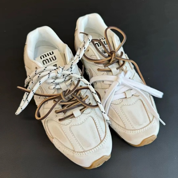 Beige Miu Miu Sport Shoes Miu Miu Tyre Sneakers Pink FARFETCH IN
